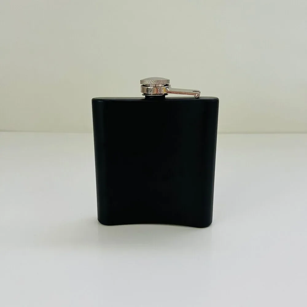 URBAN OUTFITTERS Matte Black White Lettering F**k My Liver Hip Flask